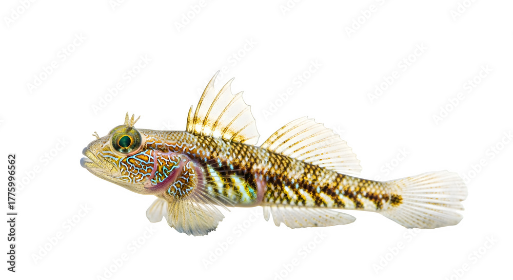 Fototapeta premium Ornate frillfin goby fish displaying vibrant colors against a