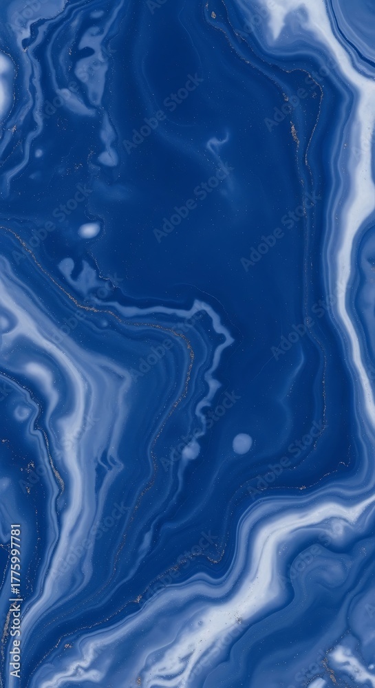 Obraz premium Abstract Blue Marble Texture - Fluid Art Background with Swirling Patterns.