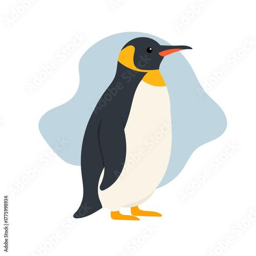 Emperor penguin stands tall in icy landscape, penguin exudes calm dignity and warmth despite cold, penguin symbolizes resilience, unity, and care, capturing essence of antarctic wildlife spirit.