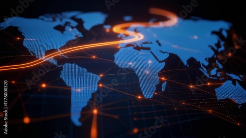 Abstract digital globe with illuminated lines representing connectivity and global communication