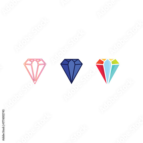 Luxury Crystal Gem Vector Icon for Jewelry Brand Identity and Elegant Fashion Design