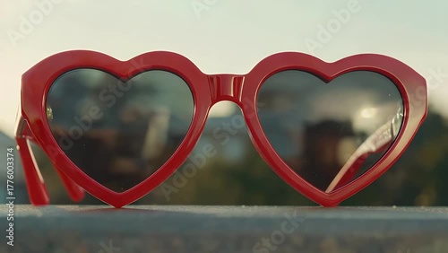 Red-Tinted  Eyewear Designed in the Distinct Form of a Symmetrical Romantic