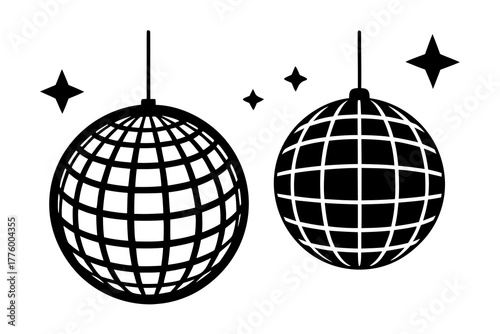 Disco ball sparkling silhouette vector illustration isolated on white background