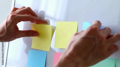 Organizing Notes with Sticky Notes | Creative Planning on Whiteboard | Productivity and Idea Management
