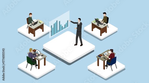 Wallpaper Mural Isometric Businessmen Online Meeting Animation Video 4K suitable for your project needs Torontodigital.ca