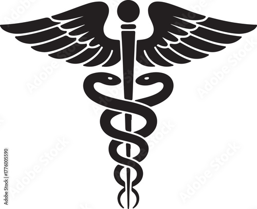 Black and white medical symbol illustration vector graphic representing healthcare and medicine