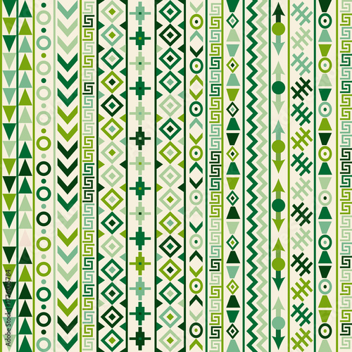 Geometric seamless pattern in green colors