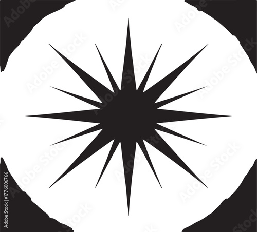 Black silhouette explosion in a star vector illustration depicting a powerful burst of energy