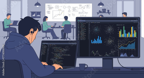 Collaborative data analysis and software development in a modern office setting