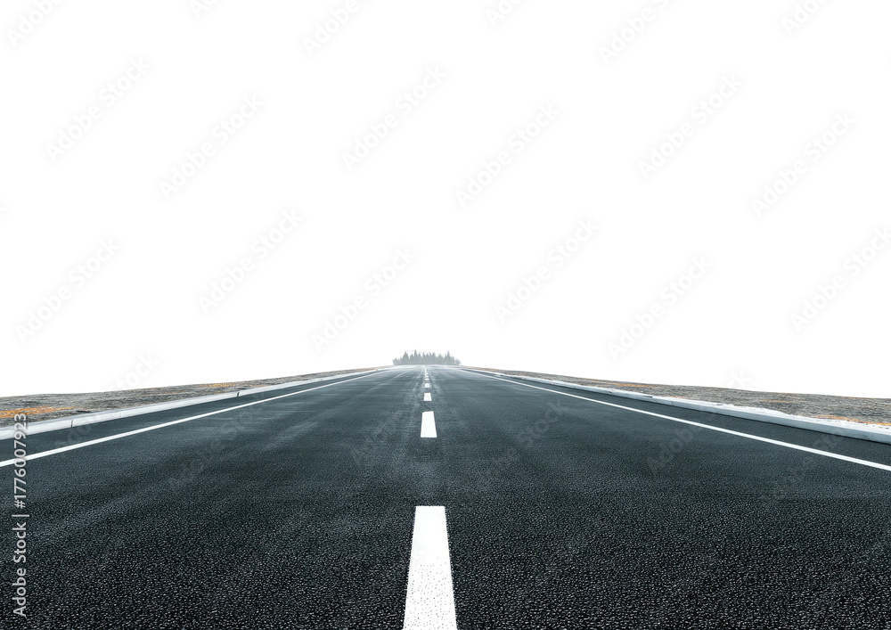 Fototapeta premium Asphalt road receding into darkness, white lines