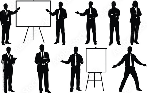 Businessman silhouette, corporate presentation, professional speaker, seminar training, business coaching, team meeting, marketing strategy, 