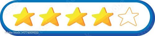 Four Star Rating System Icon Vector, Customer Review and Feedback Quality Score Symbol