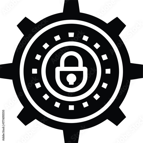 Secure lock dial icon for security and access