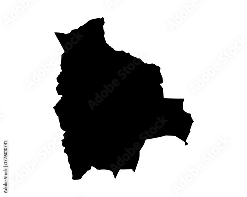 Flat black vector outline of Bolivia, simple geographic country silhouette map illustration in modern minimalist style