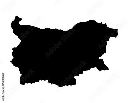 Minimalist flat black vector map of Bulgaria, simple country silhouette outline with abstract geographic design artwork