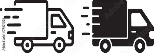 Minimalist vector illustration of two delivery workers carrying packages offering fast and reliable service