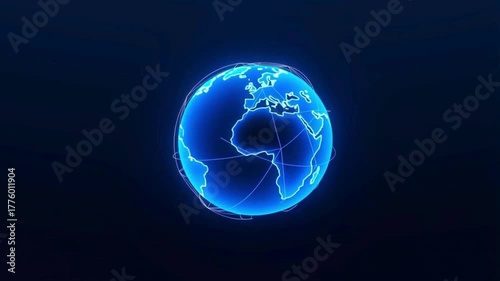 Futuristic Digital Globe Visualization | Blue Technology Earth Animation | Global Connectivity Concept
