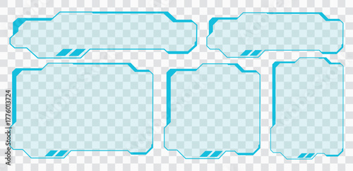 Futuristic UI Frames and Data Display Panels Vector Set, Sci-Fi Head-Up Interface Components Collection