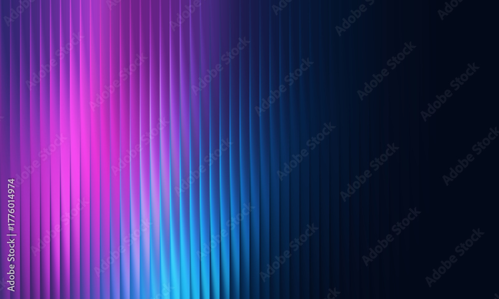Fototapeta premium Pink and blue vertical ribbed glass texture background with dark gradient