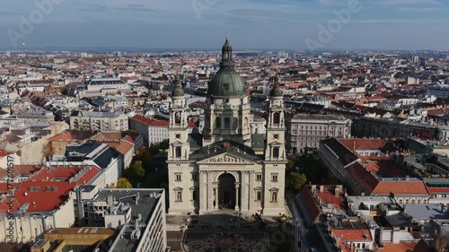 Wallpaper Mural Majestic aerial shot of St. Stephen’s Basilica, Budapest’s iconic domed cathedral rising among the city’s classic rooftops. Torontodigital.ca