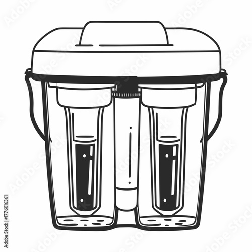Water filter pitcher in minimalist black and white design