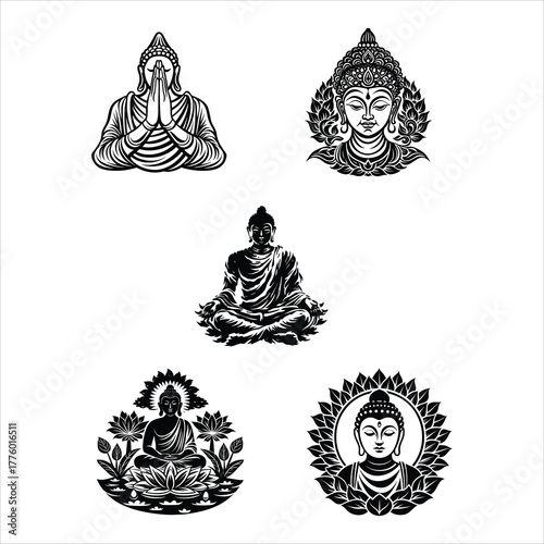 Buddha Vector Illustration in Meditating Pose