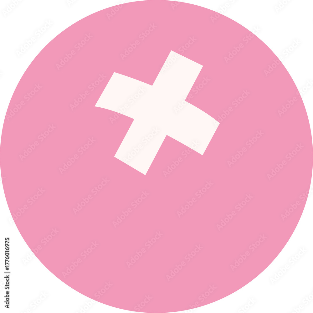 Obraz premium Pink Circle with White Cross Symbol