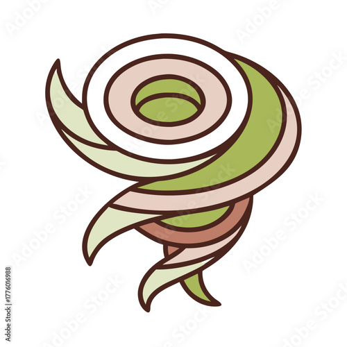 A stylized cyclone in vector art with colorful gradient elements