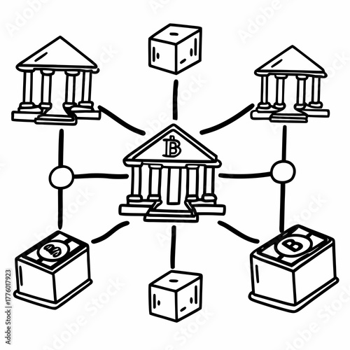 Decentralized Finance Concept Represented in Vector Art