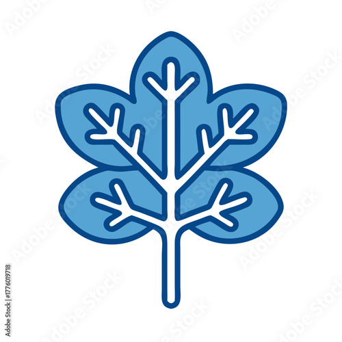 Blue leaf icon with simple design and clean lines  