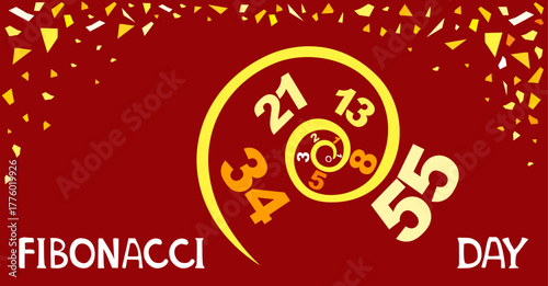 Fibonacci Day. November 23. Fibonacci Day or Golden Ratio Background  Vector Illustration