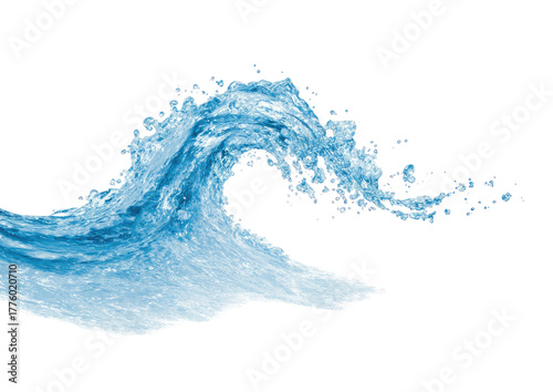 Curling wave cresting, translucent, against a black background