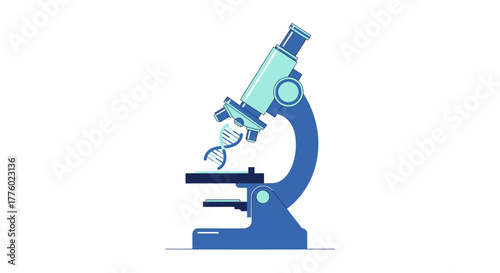 Explore groundbreaking research with this sleek microscope observing DNA, perfect for healthcare, biotech, and educational content that needs a modern touch