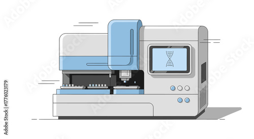 Genetic research with automated DNA sequencer for science and medicine, innovative technology for gene therapy and pharmaceutical development solutions