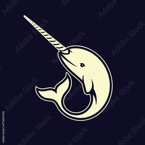 Narwhal graphic animal marine horn tusk mammal creature illustration