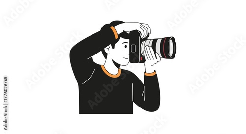Photographer with Camera Illustration - Vector Art