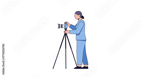 Photographer with Tripod: Capturing Moments in Minimalist Style