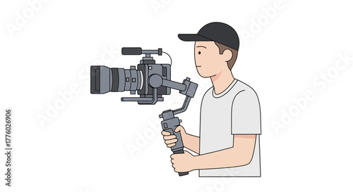 Videographer with Gimbal - Stylized Illustration