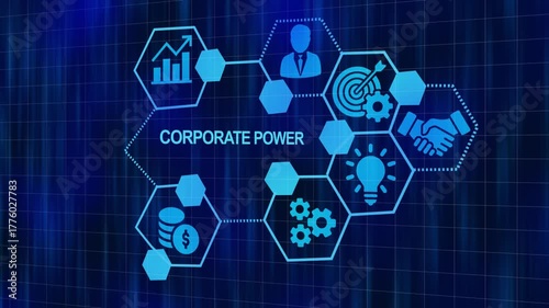 Abstract digital illustration depicting corporate power concepts and business growth