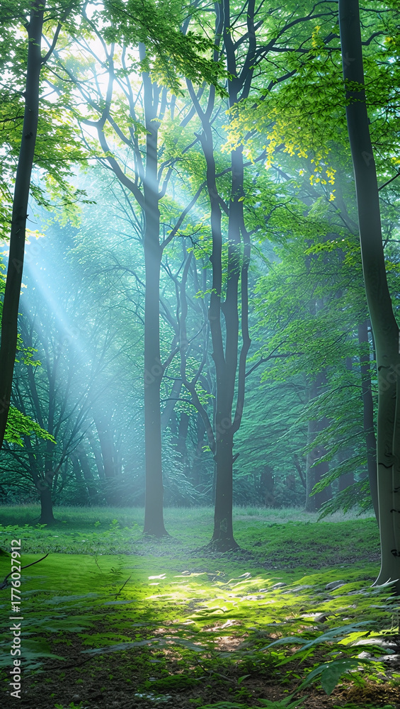 Obraz premium Enchanted Forest in Dreamy Mist — Fantasy Nature Background