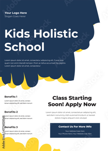 school admission flyer design template. junior school promotion poster leaflet design. a4 template  brochure design  cover  flyer  poster  print-ready Vector