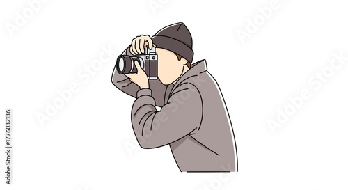 Photographer with Vintage Camera: Capturing Moments