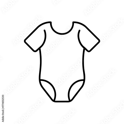 Illustration of a baby bodysuit with short sleeves on transparent background