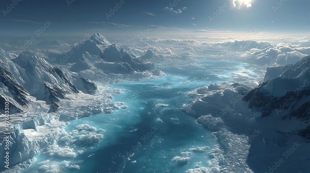 Fototapeta premium Beautiful winter mountains with blue reflections high resolution picture