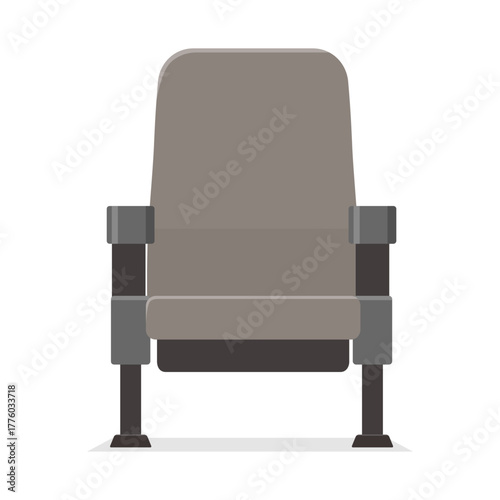 Isolated Gray Theater Seat Auditorium Seating Single Empty Chair Illustration