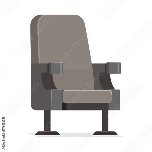Illustration of an Empty Gray Theater Seat for Audience Watching Movie or Show