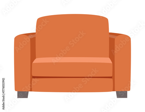 Orange Armchair with Simple Design for Interior Decoration Furniture