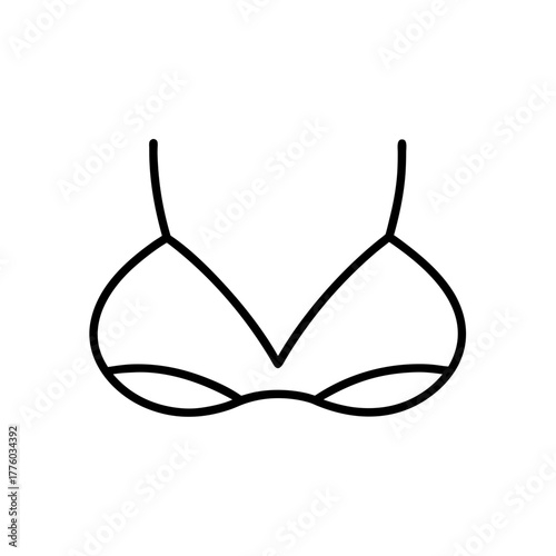 Illustration of a simple bra with thin black lines on transparent background