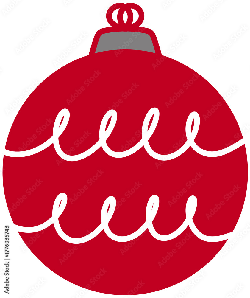 Obraz premium Red Christmas ornament ball with white swirl decoration