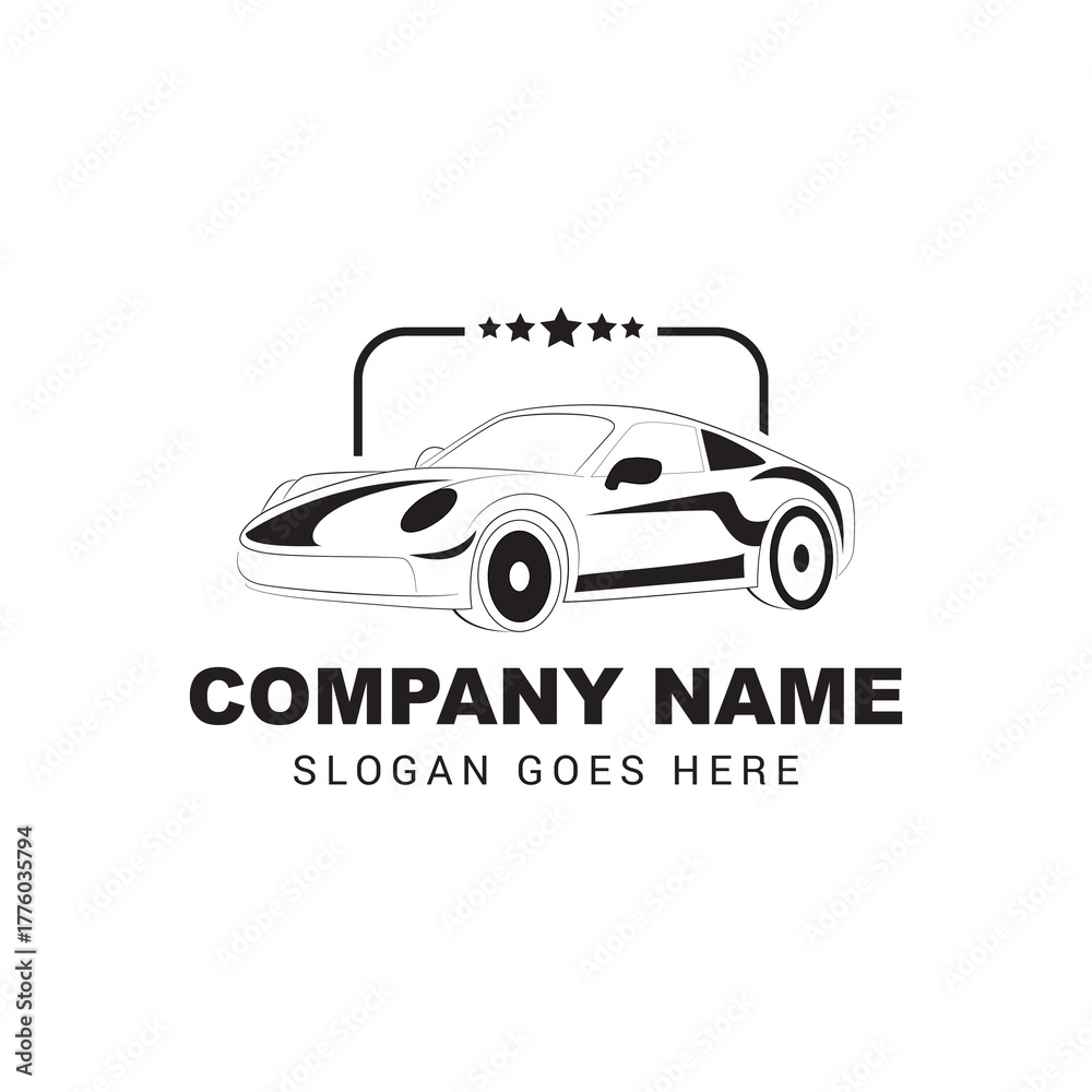 Obraz premium Modern Sports Car Logo Emblem with Stars